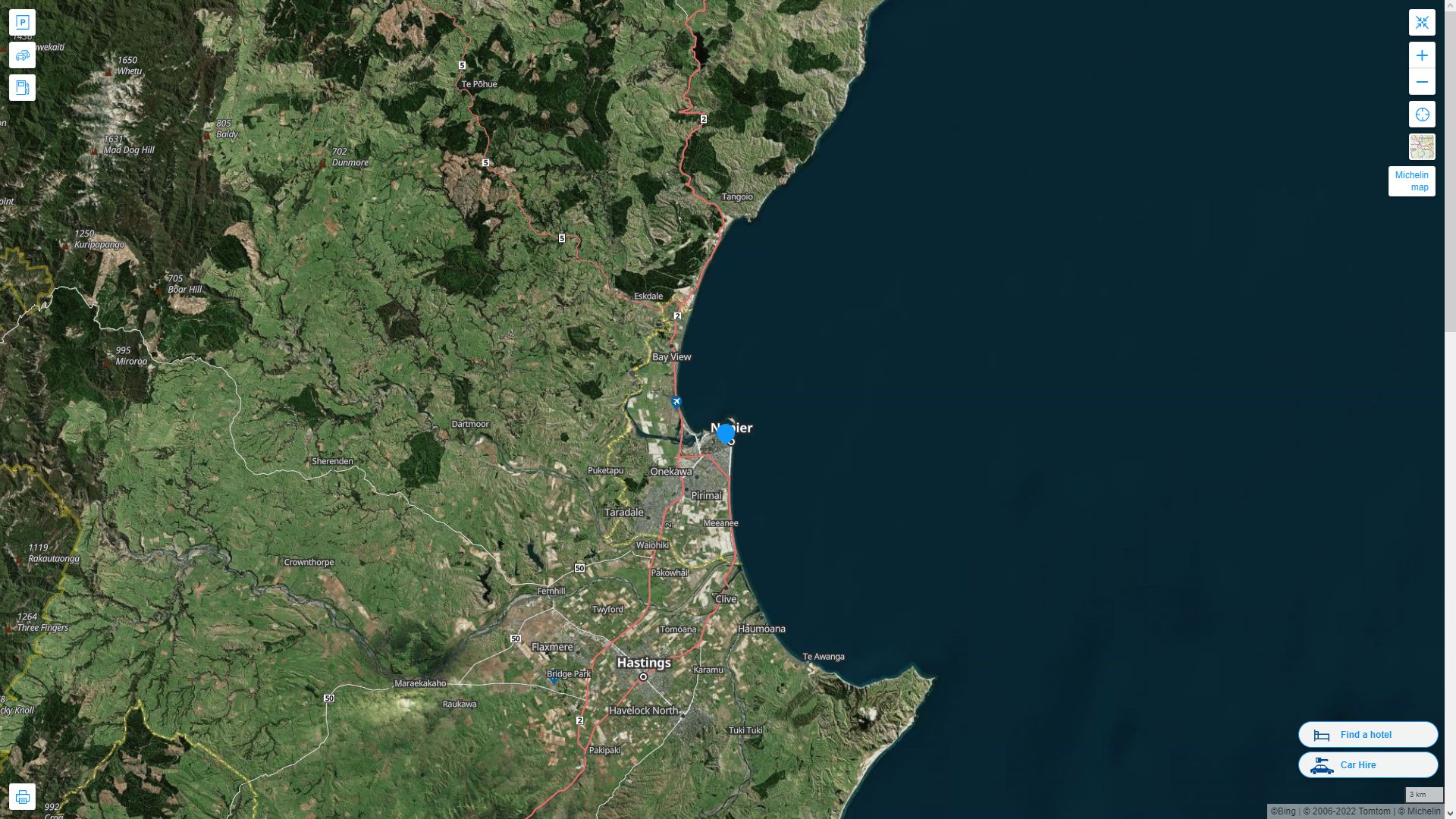 	Napier	 Highway and Road Map with Satellite View